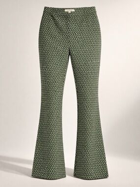 Dorothee Schumacher Herringbone Flare pants, side zip, green, sz1 (US4)